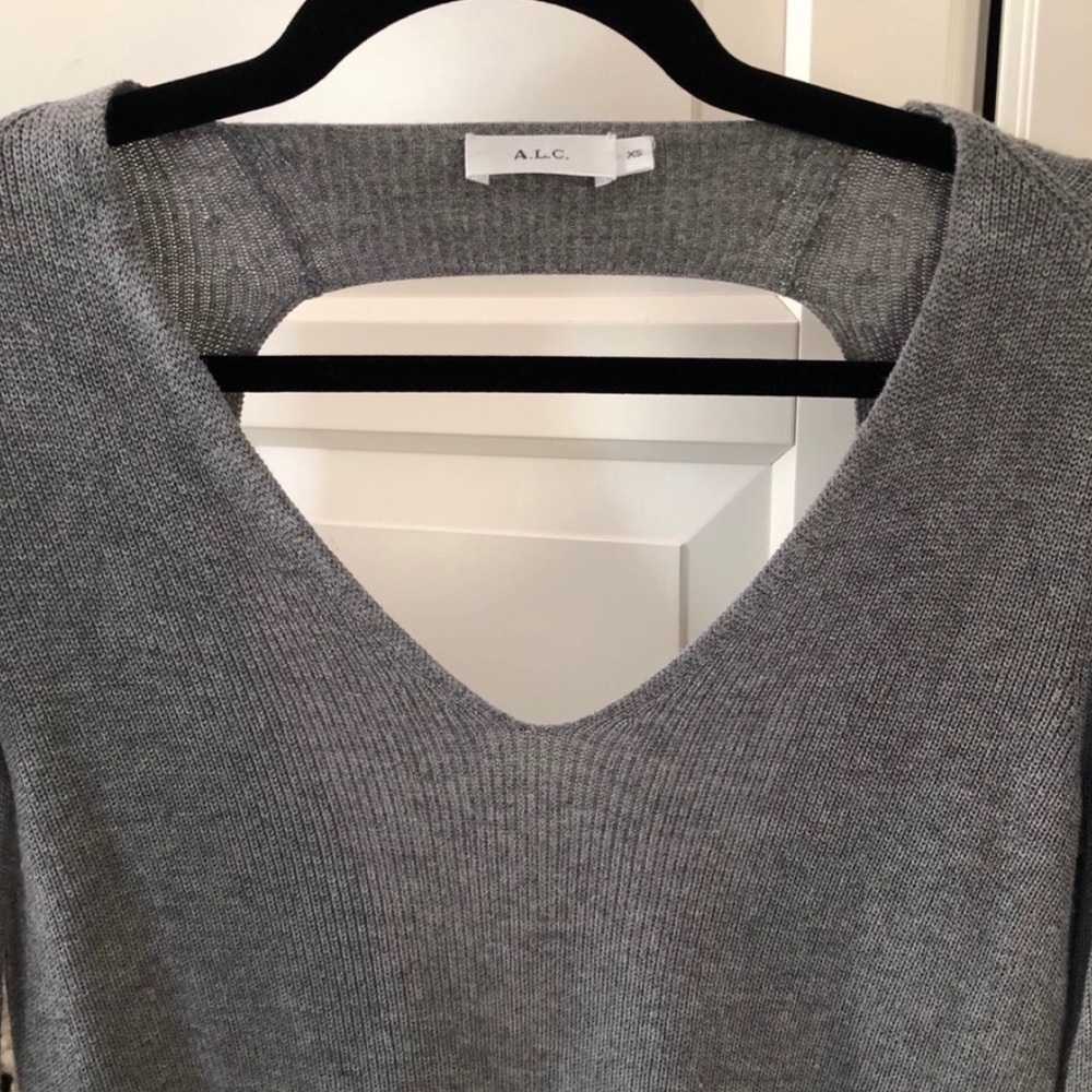 A.L.C. Grey Ribbed Open Back Sweater - Picture 5 of 9